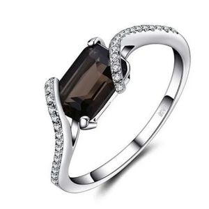 Emerald Cut Smoky Quartz 925 Sterling Silver Ring